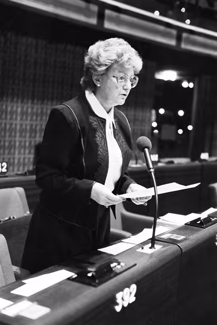 Foto 22: The MEP Marijke J.H. VAN HEMELDONCK during a session in Strasbourg in October 1982.