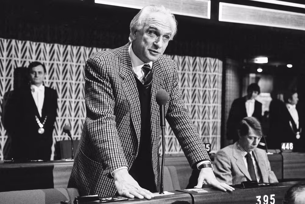 The MEP Marco PANNELLA during a session in Strasbourg in February 1984.