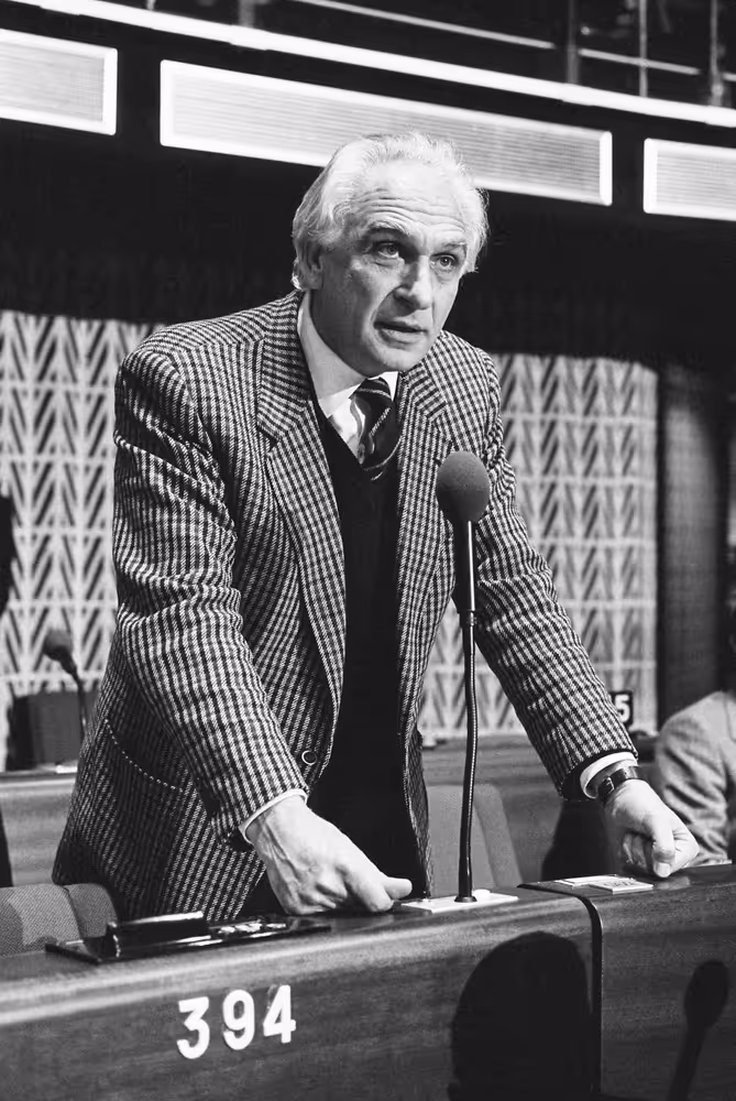 The MEP Marco PANNELLA during a session in Strasbourg in February 1984.