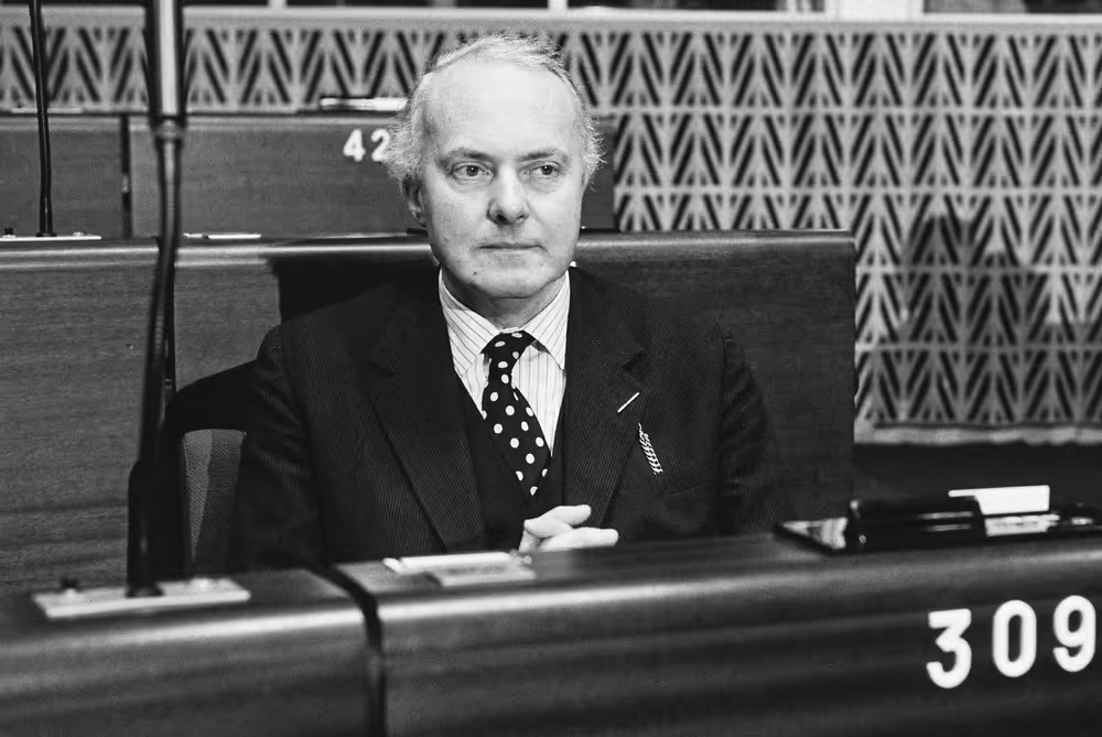 The MEP Sir Brandon RHYS WILLIAMS during a session in Strasbourg in February 1984.