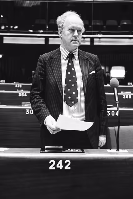 Photo 35: The MEP James MOORHOUSE during a session in Strasbourg in February 1984.