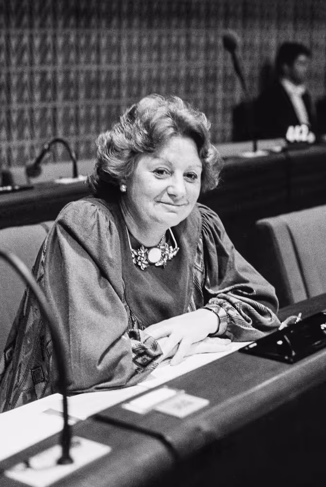 The MEP Marijke VAN HEMELDONCK during a session in Strasbourg in February 1984.