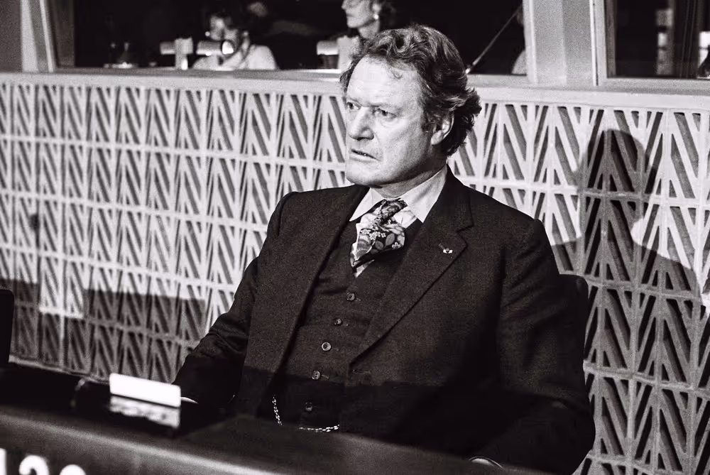 The MEP Sir Peter B.R. VANNECK during a session in Strasbourg in February 1984.