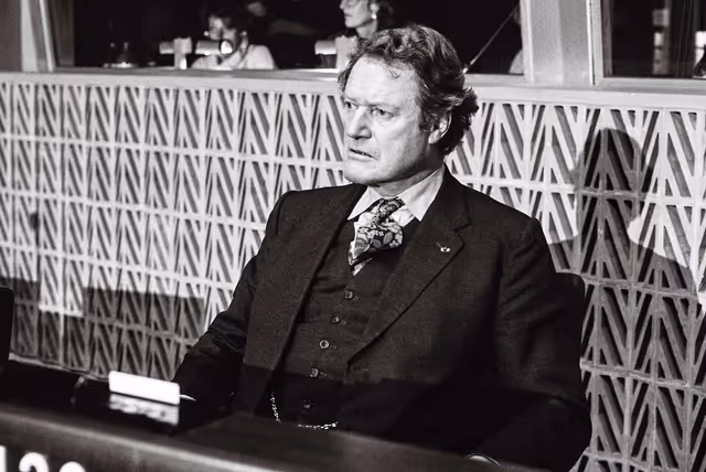 The MEP Sir Peter B.R. VANNECK during a session in Strasbourg in February 1984.
