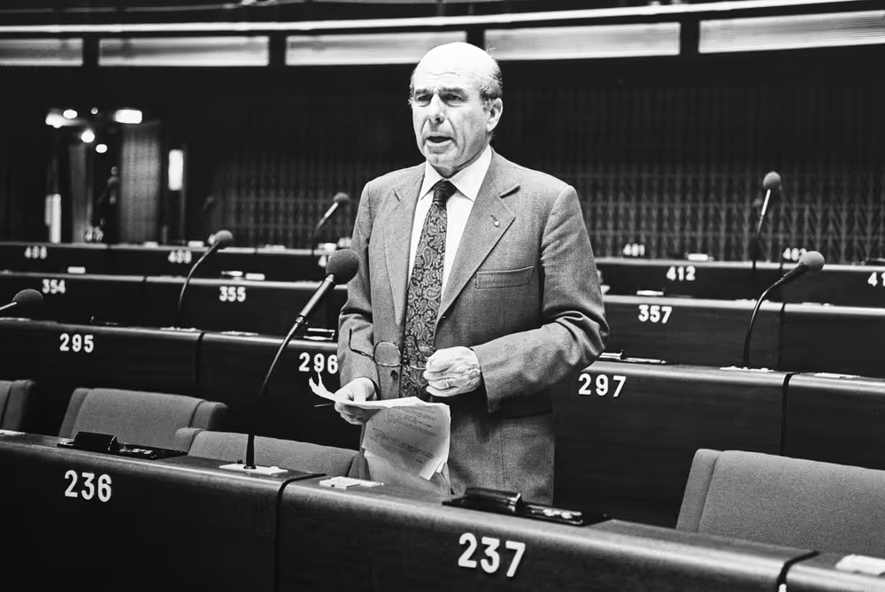 MEP Giovanni GIAVAZZI during a session in Strasbourg in March 1984.