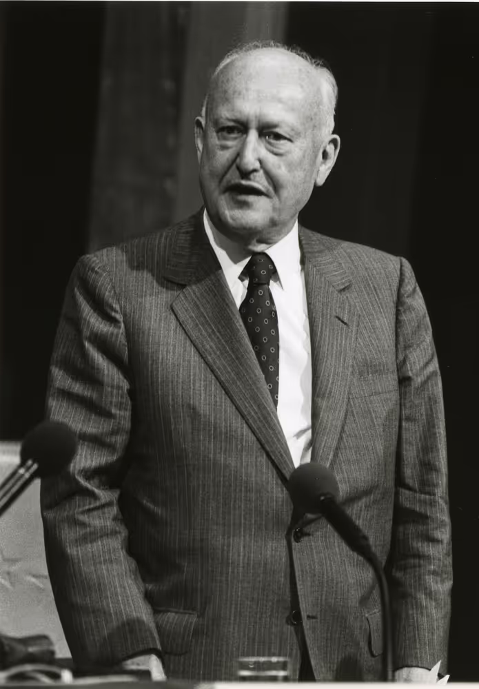Pierre PFLIMLIN is elected as EP President in July 1984