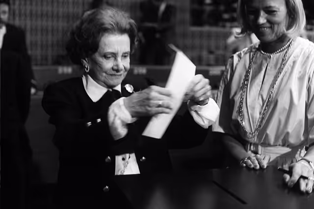 Photo 4: Pierre PFLIMLIN is elected as EP President during a plenary sesison in Strasbourg on July 2, 1984