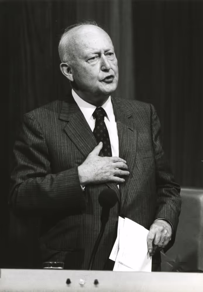 Pierre PFLIMLIN is elected as EP President in July 1984
