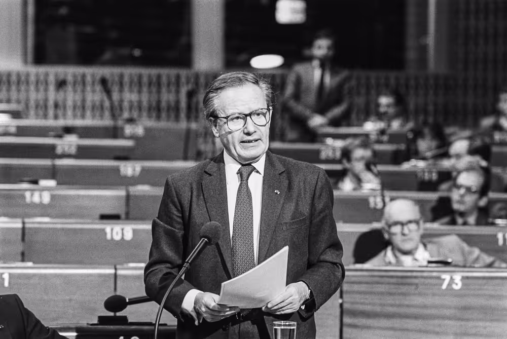 Gaston THORN - EC President during a session at the European Parliament in Strasbourg