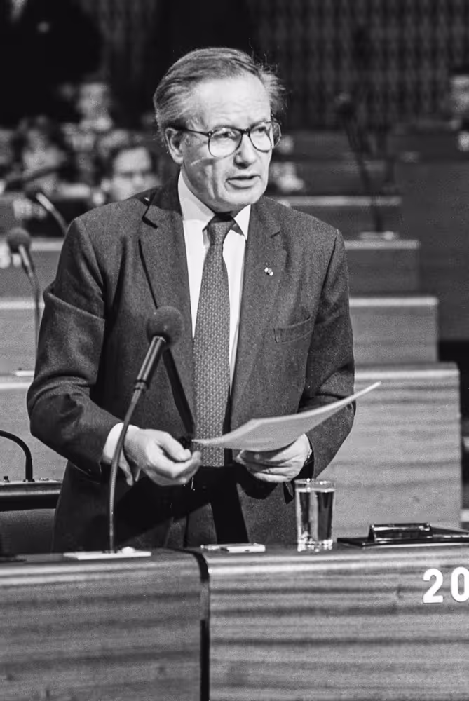 Gaston THORN - EC President during a session at the European Parliament in Strasbourg