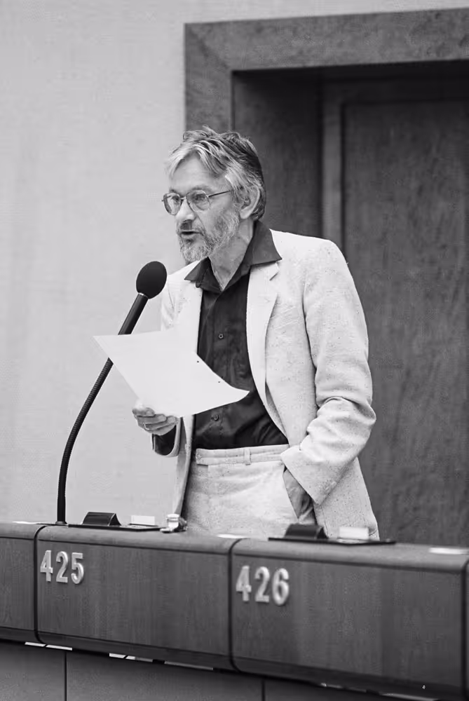 Portrait of Mep Bram VAN DER LEK during the plenary session at the EP in Luxembourg