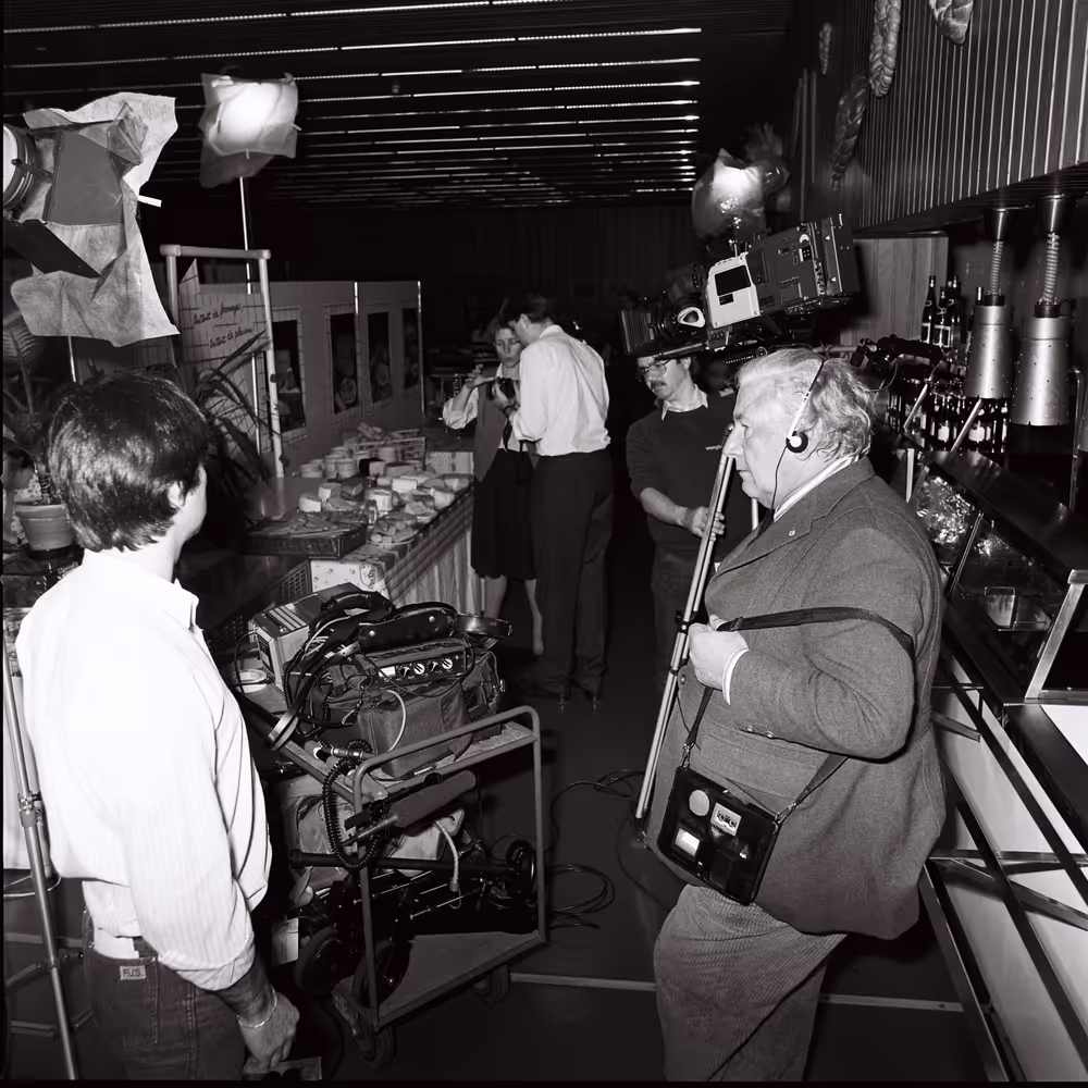 Peter USTINOV during the video production of ' Our Europe ' in Strasbourg.This documentary aimed at presenting the European Institutions was produced by Skippon Video Associates for the UK Office of the European Parliament.