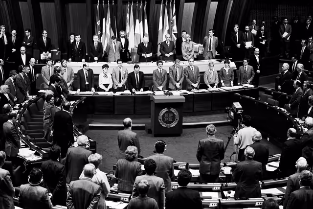 Nuotrauka 1: Welcome ceremony to Spain and Portugal into the EEC