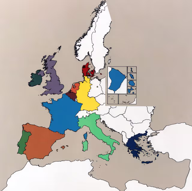 Fotografie 4: Map showing the member states of the EU following the accession of Spain and Portugal in 1986.