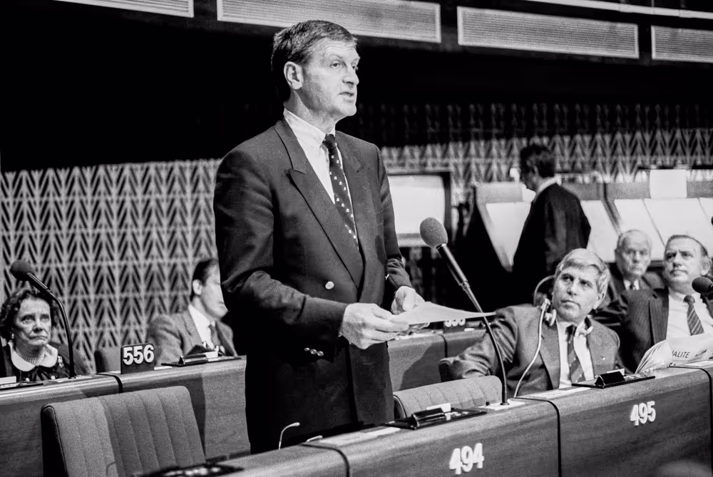 MEP Roger GAUTHIER at the EP in Strasbourg in May 1986