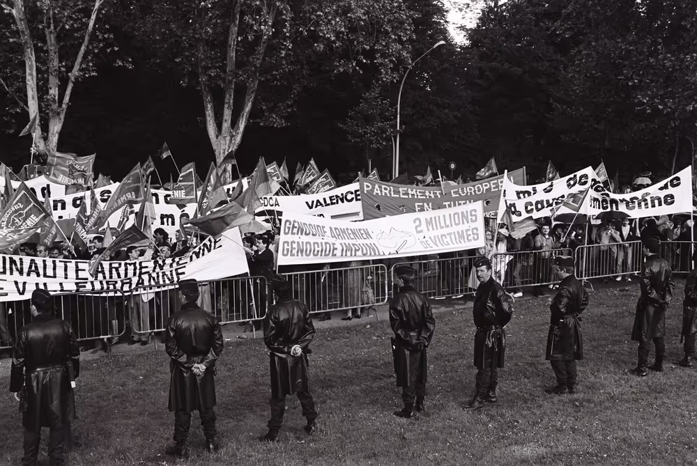 Demonstration for the recognition of the Armenian genocide in Strasbourg on June 1987.
