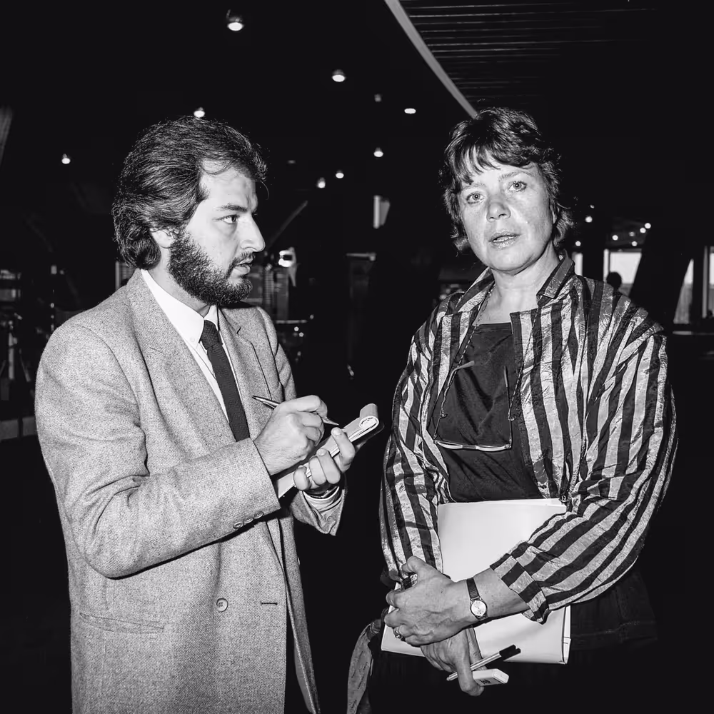Mep Brigitte HEINRICH meets with a journalist at the EP in Strasbourg