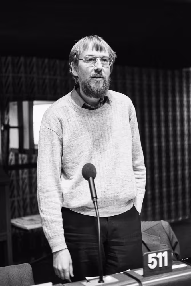 The MEP Jakob von UEXKULL during a session in Strabourg in February 1988.