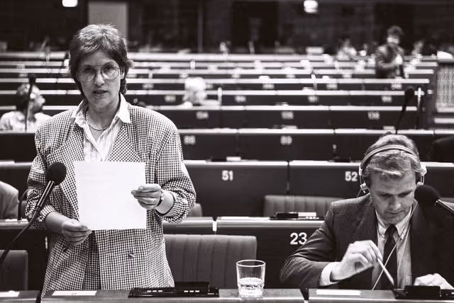 German State Minister for European affairs addresses during the plenary session at the EP in Strasbourg