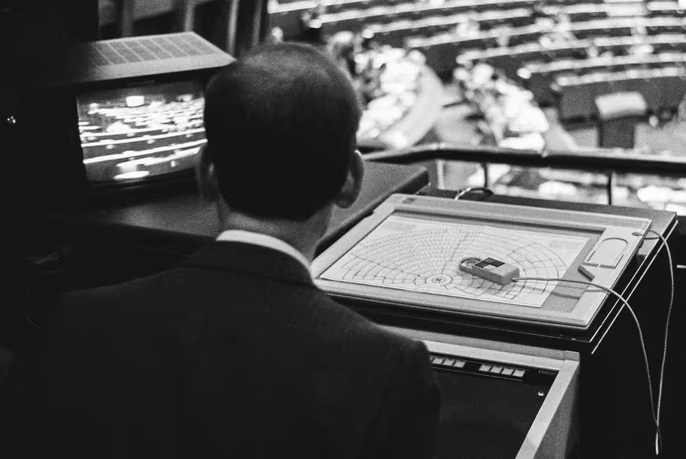 TV control room at the EP in Strasbourg
