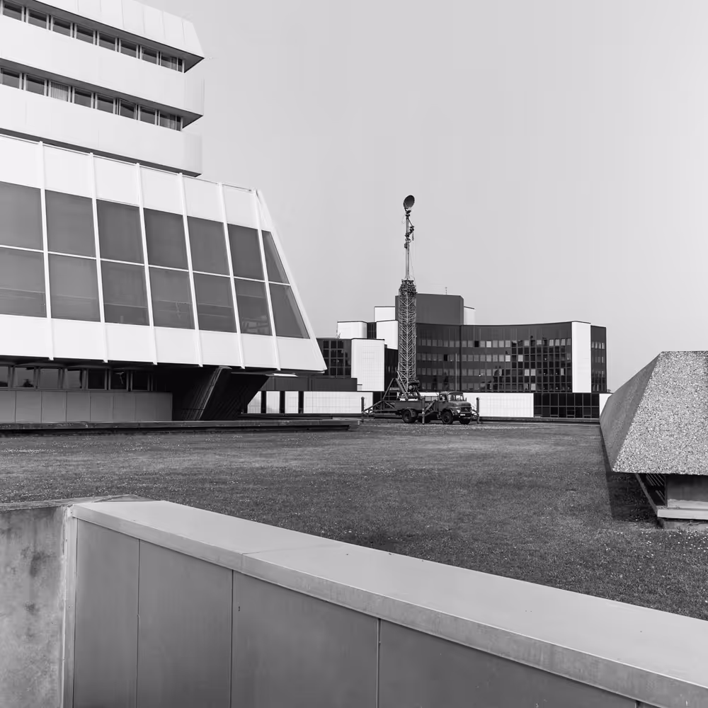 TV broadcast antenna set outside the EP in Strasbourg