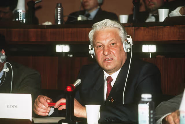 Boris ELTSINE, President of the Russian Federation visits the European Parliament in Strasbourg