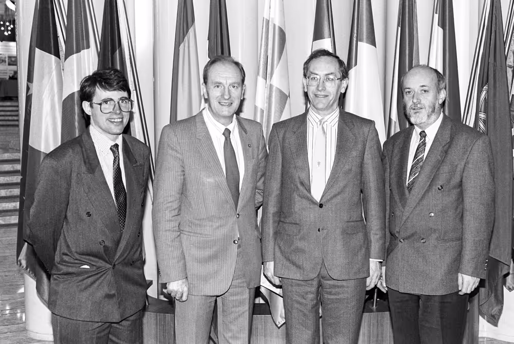 Gordon ADAM with guests at the EP in Strasbourg in October 1991
