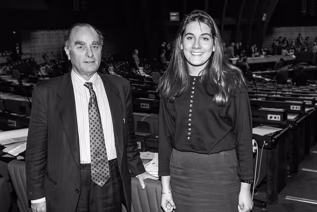 Foto 1: Amedee TURNER with a guest at the EP in Strasbourg in October 1991