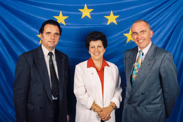 Fotografija 33: Portrait of British MEPs in front of the European flag at the EP in Strasbourg