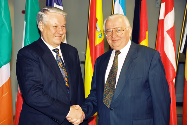 Russian President Boris YELTSIN makes a visit to the EP in Brusels