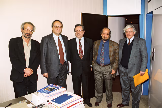 MEPs Alexandros ALAVANOS, Alonso Jose PUERTA, Mihail PAPAYANNAKIS at the European Parliament in Strasbourg