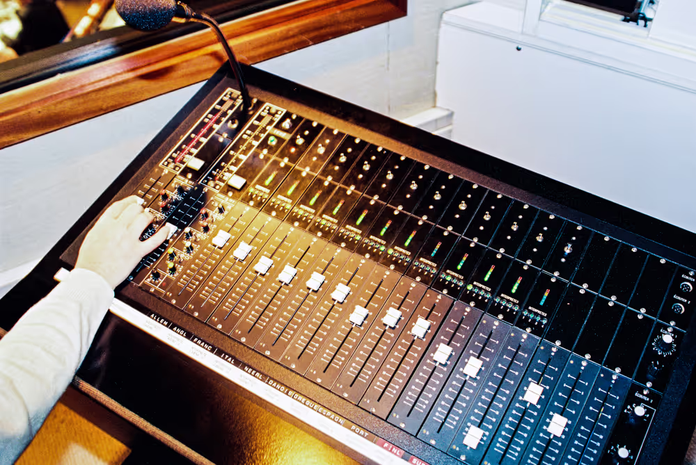 Mixing table and microphones switchboard of the Strasbourg hemicycle
