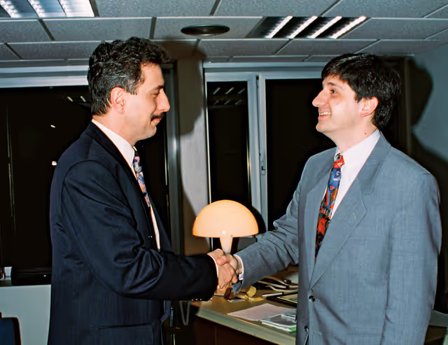 Suriet 5: Portrait of MEP Michael SPINDELEGGER meeting with a guest
