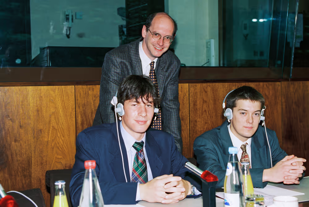 British MEP Shaun Mark SPIERS with guests in Brussels