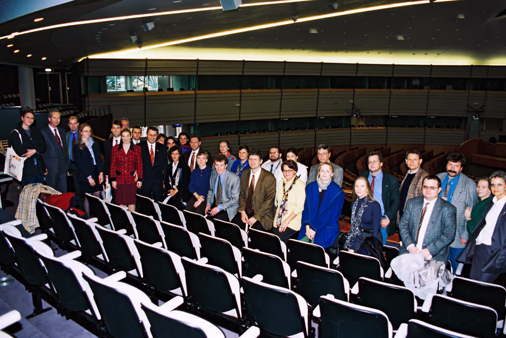 MEP Paul RUBIG with guests in the hemicycle in Brussels