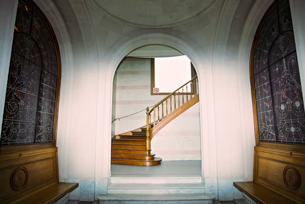 Illustration inside the renovated Solvay library in Brussels