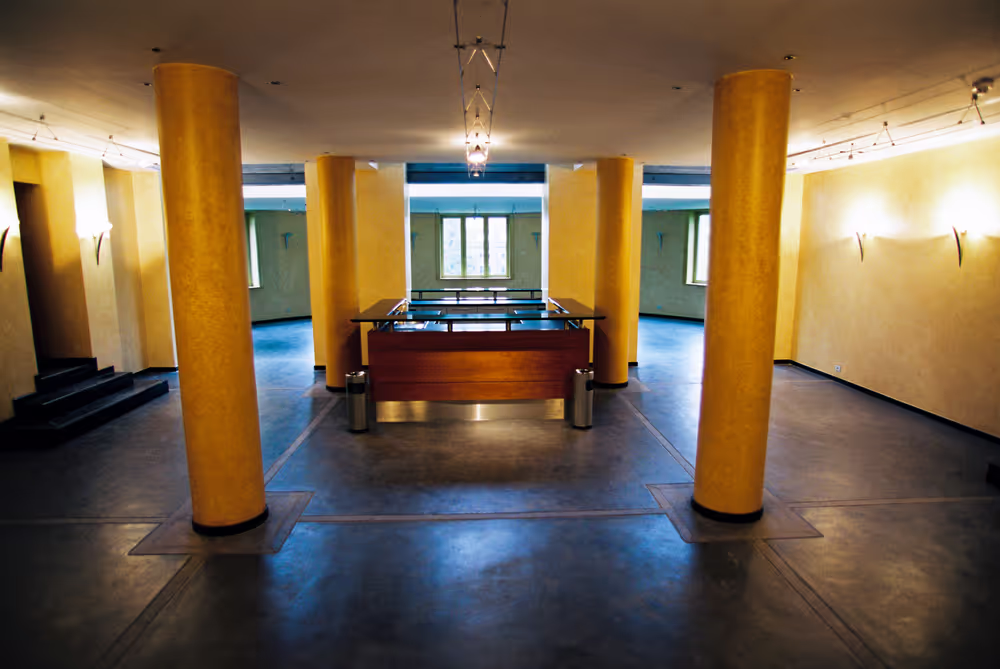 Illustration inside the renovated Solvay library in Brussels