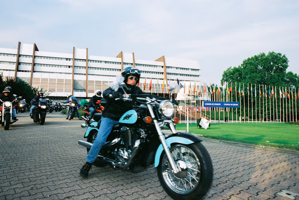 Start of a motorbike parade in Strasbourg