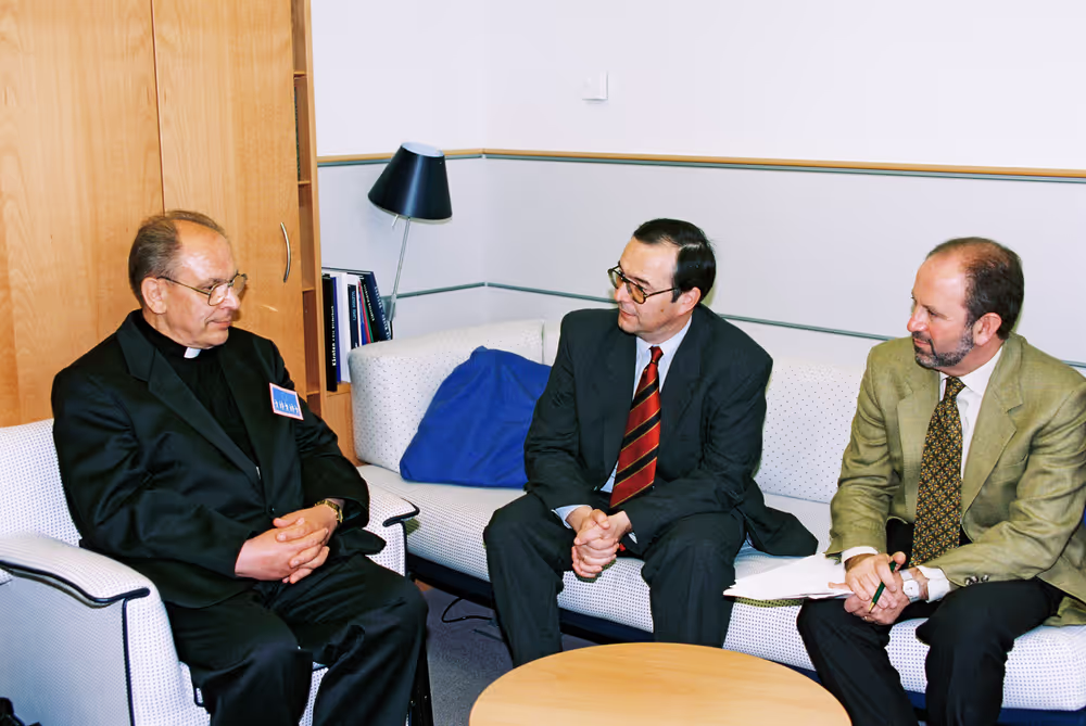 MEP Herbert BOSCH meets with a priester in his office in Brussels