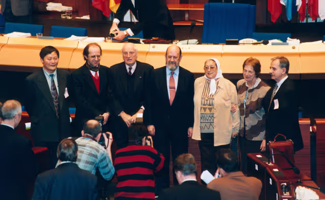 The 1998 Sakharov Prize is awarded to Ibrahim Rugova during a ceremony marking the 10th anniversary of the Sakharov Prize