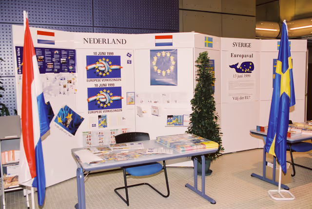 Information stands in Strasbourg for the upcoming European election of June 1999