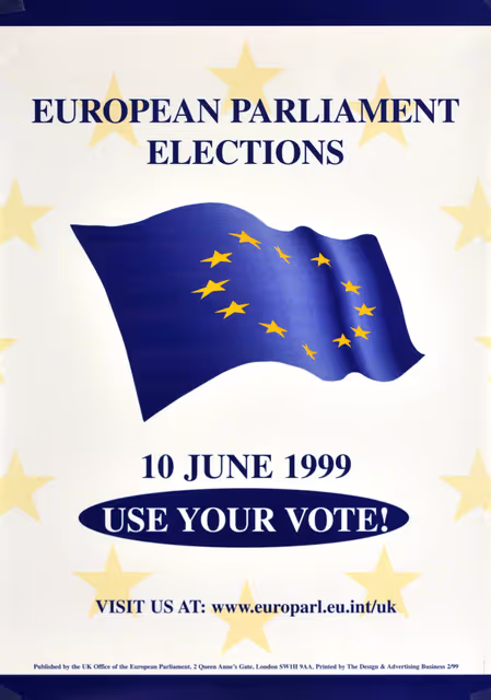 Suriet 22: Information poster for the 1999 European Parliament Elections.