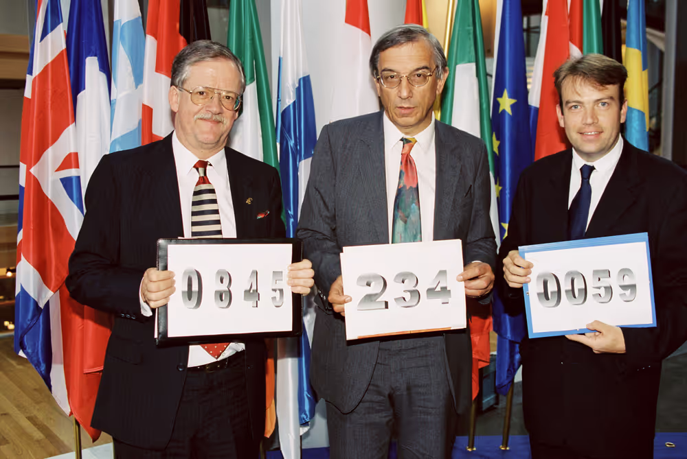 MEPs Roger HELMER, Bill NEWTON DUNN and Christopher HEATON-HARRIS in the European Parliament