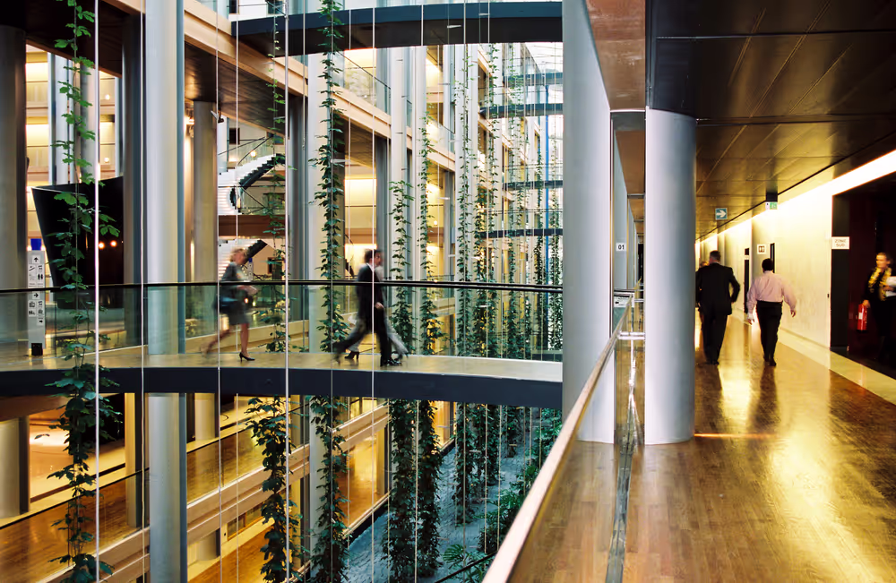 Inside view of the EP building in Strasbourg in 1999.