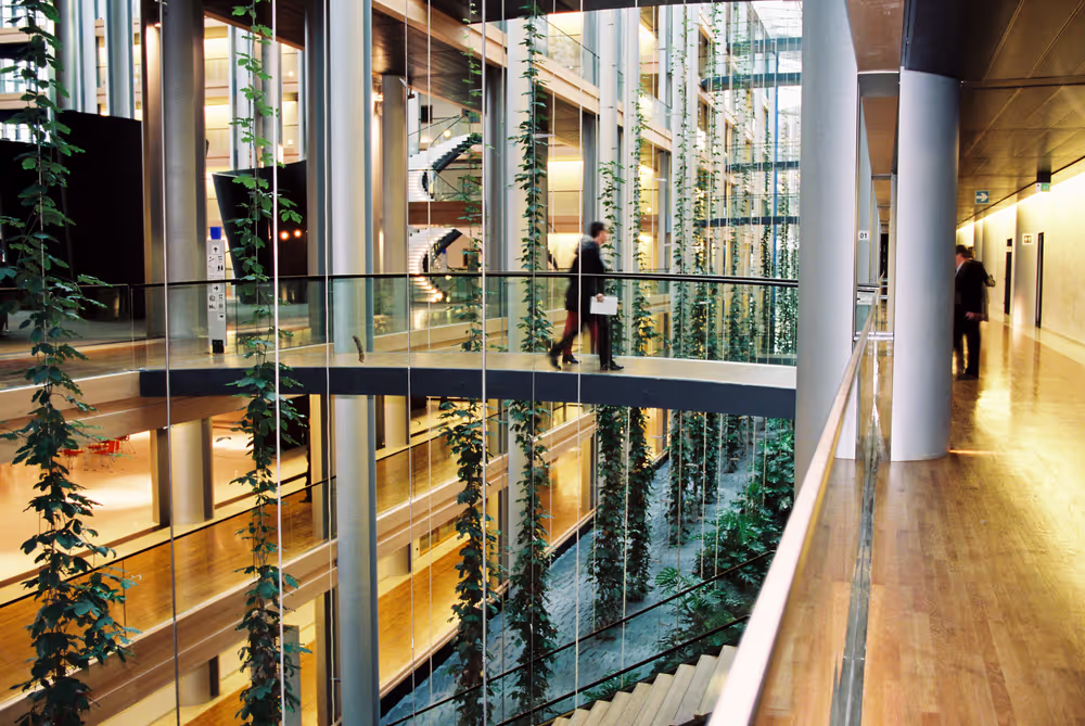 Inside view of the EP building in Strasbourg in 1999.