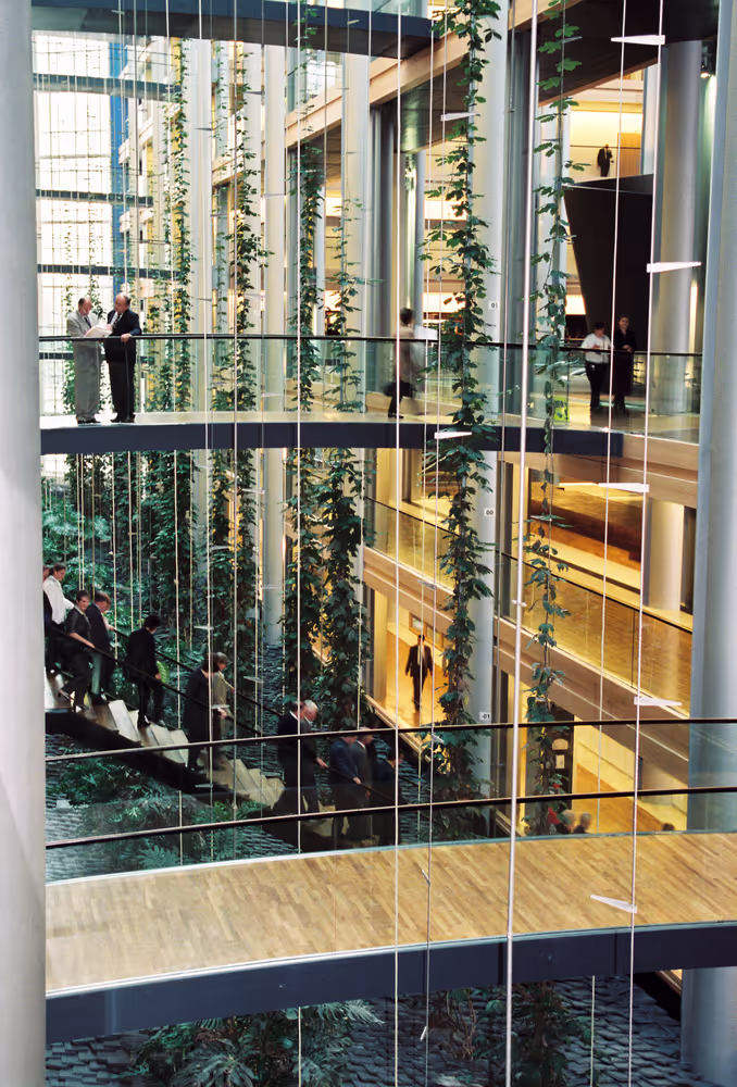 Inside view of the EP building in Strasbourg in 1999.