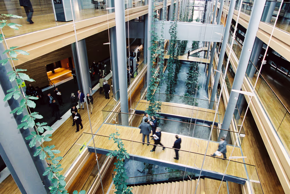 Inside view of the EP building in Strasbourg in October 1999.