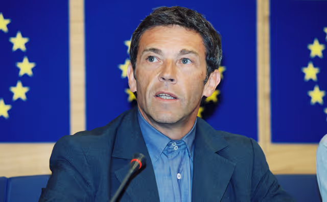 Jorg HAIDER, the leader of Austrian party BZO gives a news conference in Strasbourg in October 1999.
