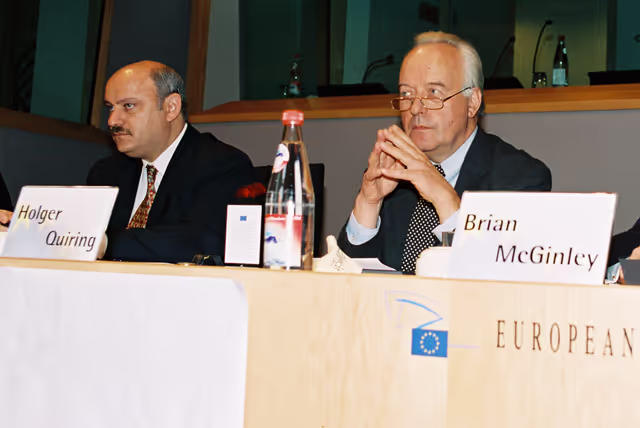 Foto 4: Holger QUIRING, Brian McGINLEY at Euroscript meeting in Brussels in October 1999.