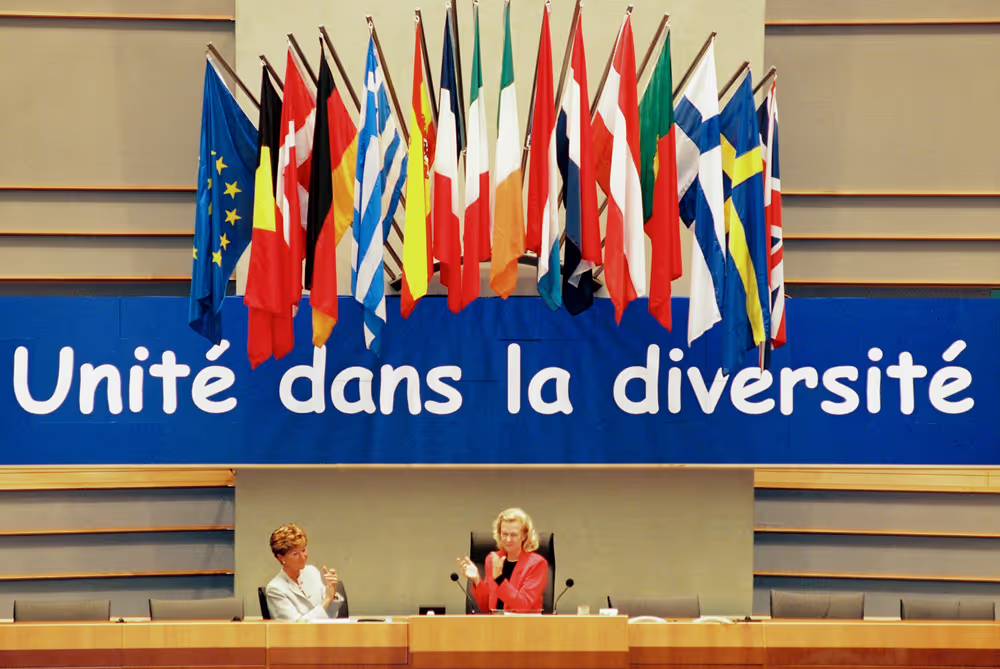 Proclamation of the slogan Unity diversity slogan in Brussels